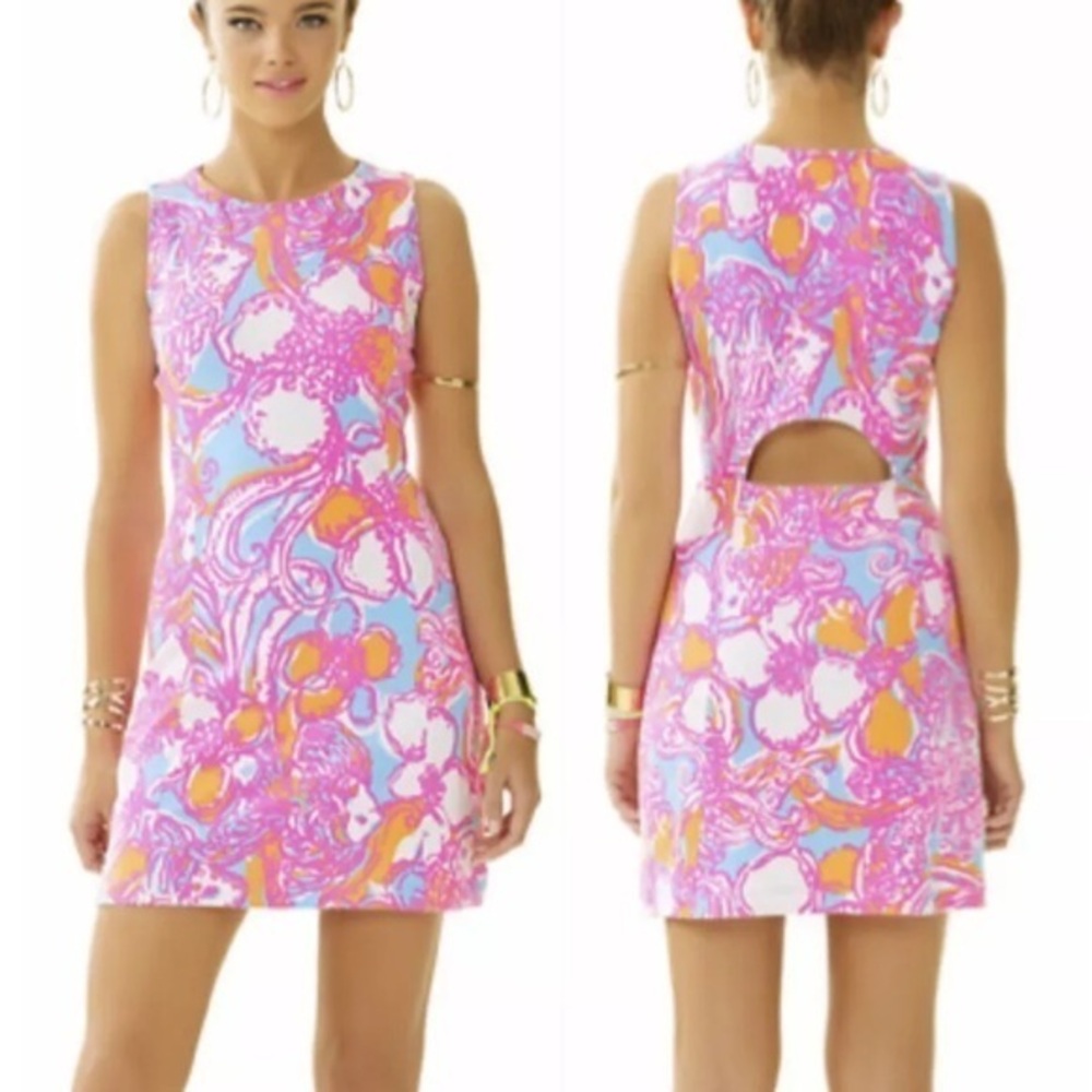 Lilly Pulitzer Vibrant Pink and Blue Floral Mini Dress
